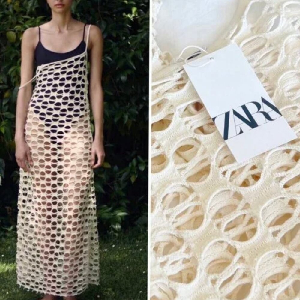 Zara Swimwear Perforated Maxi Cover Up Dress